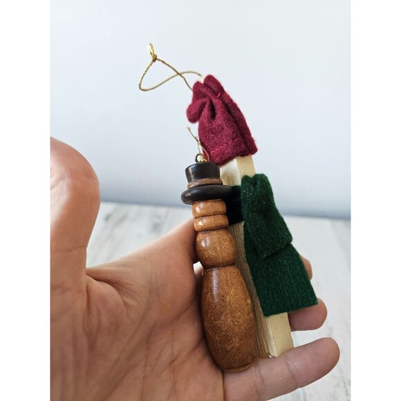 Snowman star wooden ornament set country folk art unique Xmas tree - Picture 10 of 10